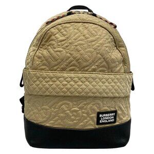 Auth BURBERRY LONDON ENGLAND 8037125 Beige Black Nylon Leather Backpack